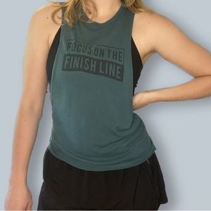 DONATED Women’s Green Cut off tank top Workout Shirt